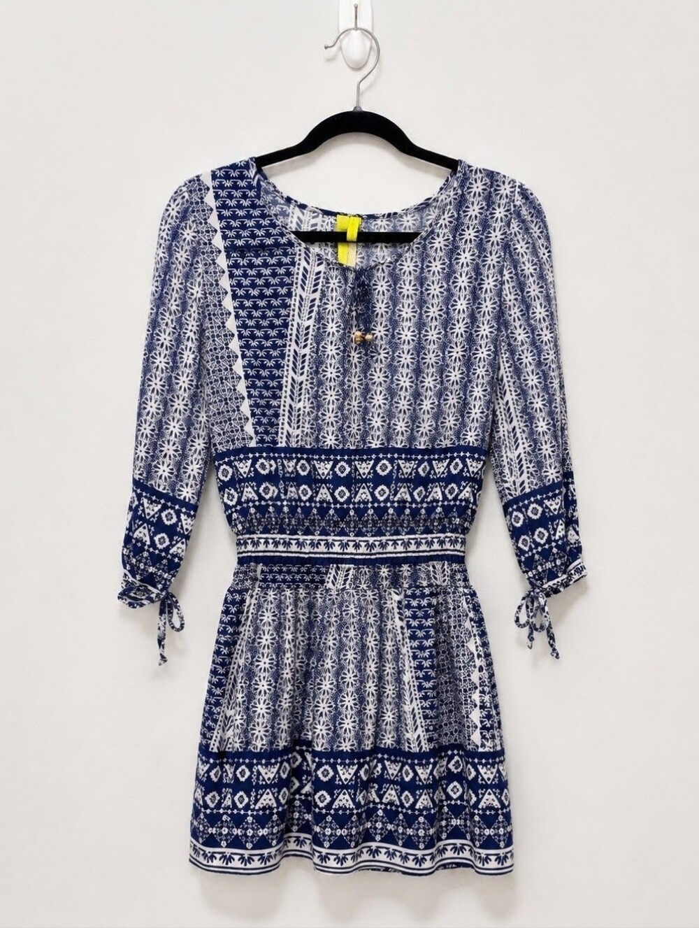 Green Dragon Blue & White Boho Dress Size M